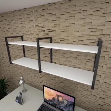 Imagem de Prateleira industrial para escritório aço cor preto prateleiras 30 cm 