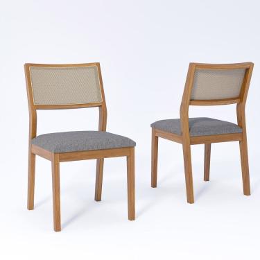 Imagem de Jogo com 2 Cadeiras de Jantar Oiti 52,5cm x 47cm x 86cm Madeira/Grafite