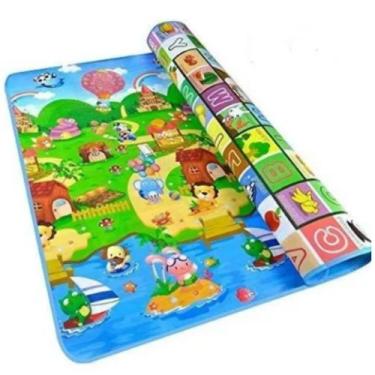 Imagem de Tapete Tatame Infantil Bebe Atividades Dupla Face 1,80 x 1,20 m - Evam