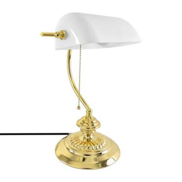 Imagem de Luminaria De Mesa Metal Vidro Branco Dourado Banker - Yamamura