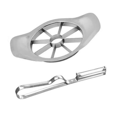 Imagem de Fatiador de maçã, descaroçador e divisor, fatiador de descaroçador de maçã com 8 fatias, divisor portátil de aço inoxidável, com um descascador de frutas e legumes