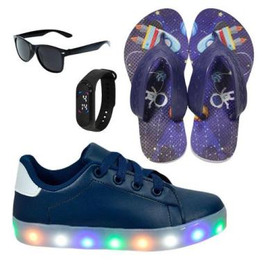 Imagem de Tênis Infantil Masculino De Led Casual Confortável Estiloso Básico Cad