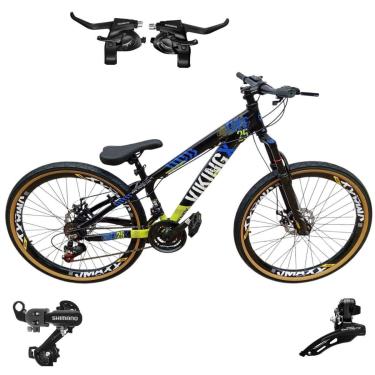 Imagem de Bicicleta 26 VikingX T25 21v Cambios Shimanos e Trocador  Pneu Aro 26 Balão Faixa Amarela-Unissex