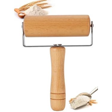 Imagem de Chazcool Rolo de massa de pizza, rolo de massa pequeno, rolo de massa de madeira antiaderente para tortilha de pastelaria, bolinho de biscoito de pizza (tipo 2)