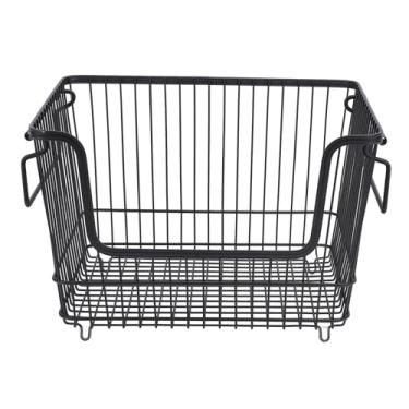 Imagem de Cesta de Freezer Empilhável, Caixas de Organizador de Congelador de Arame para baú de Congelador Profundo, Cesta de Armazenamento de Freezer de Metal Grande
