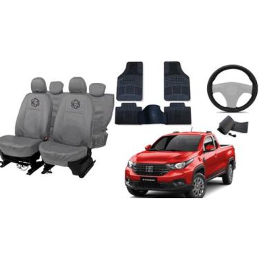 Imagem de Jogo capa couro cinza Strada com volante anatômico - aero print