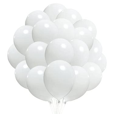 Imagem de Pacote com 300 balões brancos de látex de 30 cm a granel para artigos de festa e decorações