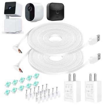 Imagem de DIANMU Cabo de alimentação e adaptador de 6 m para Wyze Cam Pan V3, Blink Outdoor (3ª geração), cabo de carregamento micro USB à prova de intempéries em forma de L com carregador para câmera de