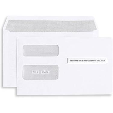 Imagem de Envelopes de impostos para 1099 MISC e 1099-R & DIV – INT Double Window Security Self-Seal, 25 envelopes para impressos 1099 Laser Forms de Quickbooks ou Software de impostos – 13,97 cm x 22,86 cm, 25 pçs