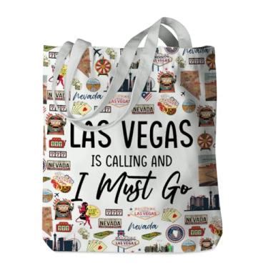 Imagem de New York Chicago Nashville Paris Itália Los Angeles Las Vegas Lover Gifts Tote Bag Beach Bag Travel Souvenir Gift, Las Vegas is Calling, 13.8x15.7 inch