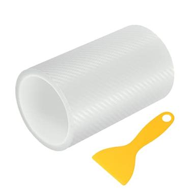 Imagem de VekAuto Capa de filme protetor de peitoril de porta de carro, 500 x 15 cm 16,4 ftx5,231.1 cm padrão de fibra de carbono universal para caminhão SUV acrílico antiarranhões transparente com ferramenta