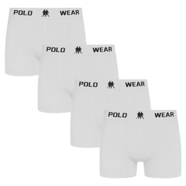 Imagem de Kit 4 Cuecas Boxer Polo Wear Masculina, G, Branco