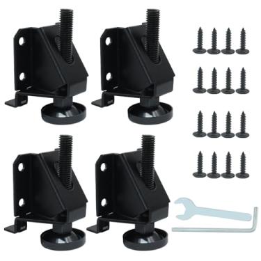 Imagem de Seimneire Pés de nivelamento ajustáveis resistentes, niveladores de pernas de móveis para armários de mesa e geladeira - 4 peças pretas