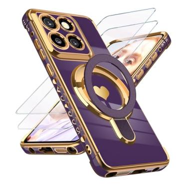 Imagem de Liufcx Capa para Motorola Moto G Stylus 5G 2025 com protetor de tela de vidro: capa de proteção completa para câmera de TPU (Deep Purple) para Motorola Moto G Stylus 5G 2025