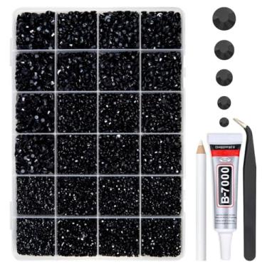 Imagem de qiipii Strass De Resina Gelatinosa Preta Pura Com Cola De Joias B7000 Para Artesanato Deslumbrante 2 Mm 3 Mm 4 Mm 5 Mm 6 Mm Pedras Preciosas Com Fundo Plano Diamantes Pingentes Para Unhas Rosto Olho