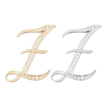 Imagem de PATIKIL Broche de letra, 2 peças de broches de strass com letra Z de metal cristal alfabeto A-Z broche de lapela para mulheres joias presente terno roupas chapéu vestido casaco artesanato, ouro prata