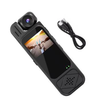 Imagem de DBEIXIWEI Câmera corporal HD 1080P com lente rotativa de 180° com ângulo amplo de 110°, visão noturna infravermelha, suporte para armazenamento de cartões TF de 128 GB