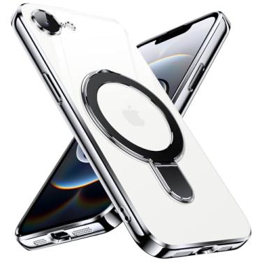 Imagem de YSLBWLE Capa ultrafina de TPU para iPhone 16e com suporte magnético [à prova de choque de grau militar] Capa macia flexível antiamarelamento fina e suporte de 360° (preto) 28-ip16e-01