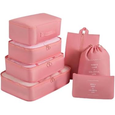 Imagem de Kit Organizador de Malas para Viagem 7 Peças diferentes - Conjunto Completo para Organizar Roupas, Maquiagem, Sapatos e Acessórios - Necessaire e Bolsas para Bagagem Organizada (rosa)