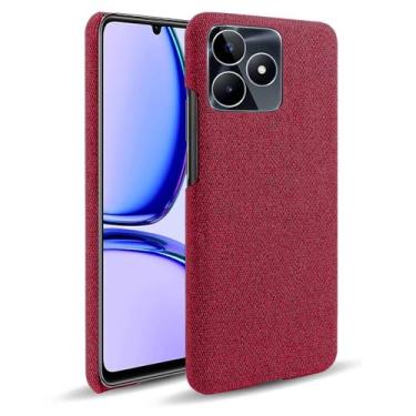 Imagem de Capa para OPPO Realme C53,Capa desenhada em lona,Case Protetora Ultrafina com Empunhadura Macia,Design em Tecido Antichoque e Antiarranhões-Red