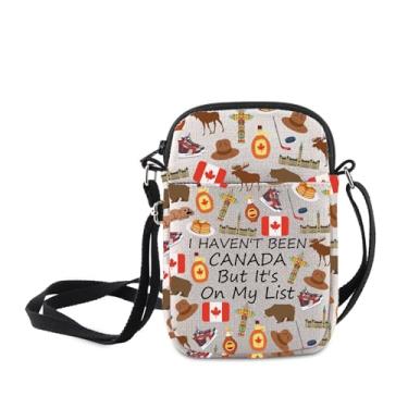 Imagem de MNIGIU Bolsa tiracolo Canada Symbols Gift I Haven't Been Canada But It's On My List, presente canadense, mercadoria para viajantes, I Haven't Been Canada But It's on My List