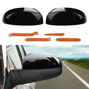 Imagem de JDMON Compatível com espelho retrovisor de porta meia tampa GMC Sierra 1500 Chevy Silverado Avalanche Tahoe Suburban Yukon Cadillac Escalade 2007-2014 Substituir: 25788156 25788157 (preto brilhante)