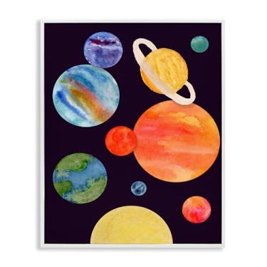 Imagem de Stupell Industries Planetas em aquarela em arte giclée emoldurada em preto e branco, design por Corinne Rose Designs, 61 x 76 cm