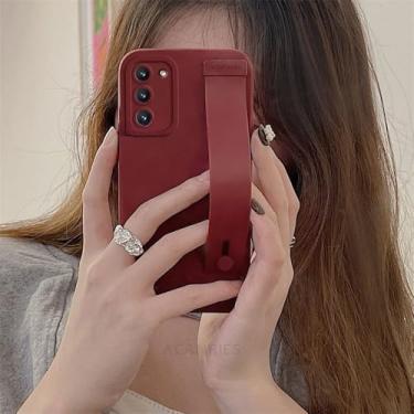 Imagem de Capa de silicone com suporte para pulseira S24ultra S 24 23 22 para Samsung Galaxy S24 S23 S22 S21 Plus Ultra, WD vinho tinto, para Samsung S20 Ultra