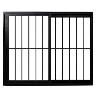 Imagem de Janela Vitro 2 Folhas com Grade de Correr Alum. Preto Linha Veneza 120x150 Preto