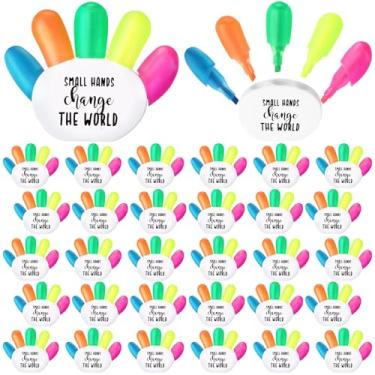 Imagem de Chivertion 30 conjuntos de canetas marca-texto em formato de dedo para aquarela, cores sortidas, 5 em 1, caneta fluorescente, marcador marca-texto para professores, estudantes, prêmios, presentes a