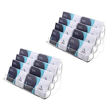 Imagem de Gowall Porta-cartões de visita, 8 bolsos de acrílico para cartão de visita para mesa, porta-cartões de visita, porta-cartões de plástico para exposição, casa e escritório, 2 peças