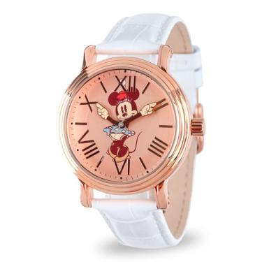 Imagem de Disney Relógio de mão feminino Minnie Mouse Braço, Relógio Mickey Quartz, Branco
