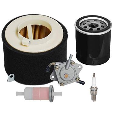 Imagem de HIFROM Pré-filtro de ar 11029-1004 com filtro de óleo 49065-2071 49040-2067 Bomba de combustível 49019-1055 Filtro de combustível vela de ignição compatível com Kawasaki KAF300 Engine Mule 500 520 550