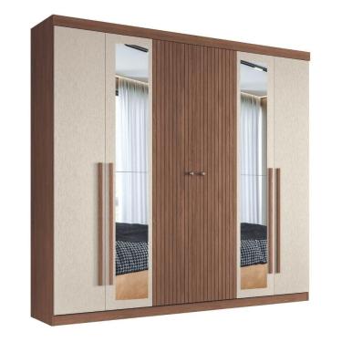 Imagem de Guarda Roupa Casal Com Espelho 6 Portas Sintra Jatobá Areia