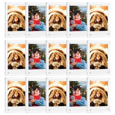 Imagem de JUOIFIP Pacote com 15 molduras magnéticas de acrílico Polaroid para geladeira, mini molduras transparentes para fotos instantâneas, moldura magnética Instax de 6 x 9 cm para exibição de geladeira
