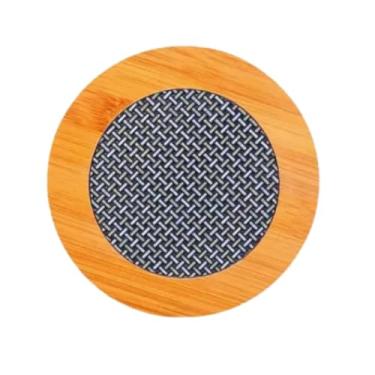 Imagem de Descanso de Panela Redondo em Madeira, 15 x 15 cm, Marrom e Bege, Protetor para Panelas (2)