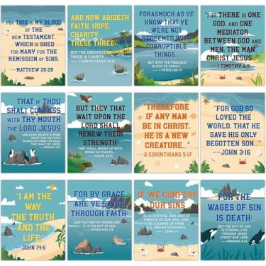 Imagem de 12 peças VBS 2025 pôsteres VBS 2025 Breaker Rock decorações de praia pôster de praia quadro de avisos motivacional versículo bíblico pôsteres decorações de sala de aula para férias bíblia escola casa