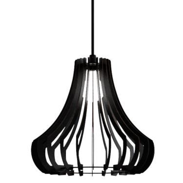 Imagem de Luminária Teto Tipo Pendente Gancho Mdf Completa - Cor:preta