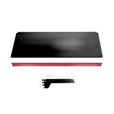 Imagem de Bandeja Prateleira Ponta 30x73 Gôndolas New Plus Preto Porta Etiqueta Vermelho Sa Gôndolas