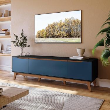 Imagem de Rack Kappesberg 3 Portas Preto Fosco-azul Profundo 180cm