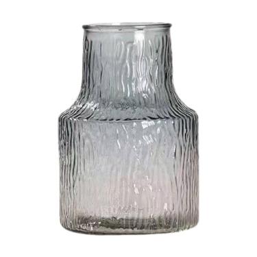 Imagem de Wswqop Vaso de vidro para flores, vaso de flores redondo, moderno, decorativo, jarra de vidro para mesa, sala de estar, aniversário, bar, decoração, Cinza