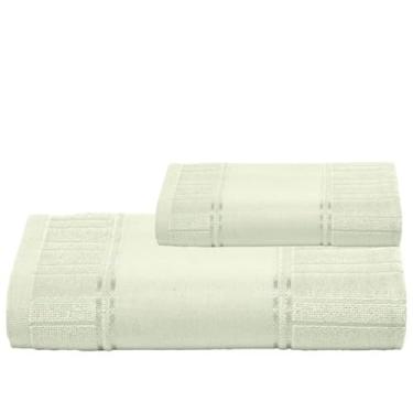 Imagem de Kit 1 Toalha De Banho E 1 Rosto Para Pintar Artesanalle – Jogo de Toalhas Premium 2 Peças com Barra para Pintar ou Bordar em Máquina – Diversas Cores (Verde claro)