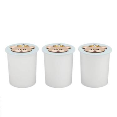 Imagem de Trio de Potes Kit Higiene Bebê Lavável Urso Coroa Menino - Neném na Nu