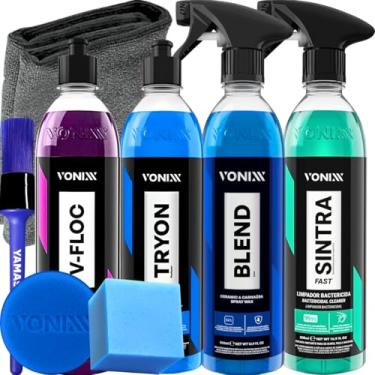 Imagem de Kit Lavagem Automotiva Carro Moto em Geral V-Floc Blend Spray Sintra Fast Tryon Pano Aplicador Pincel