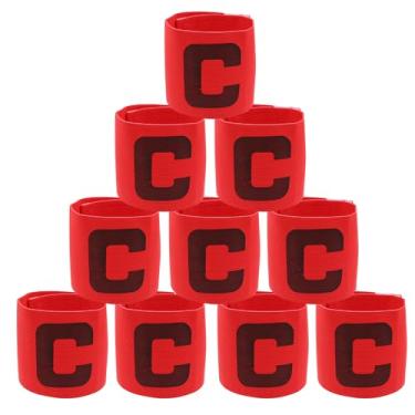 Imagem de Qimoo 10 Peças De Braçadeira Capitão Futebol Vermelha, Faixas Protetoras Elásticas Nylon Ajustáveis, Faixa C Para Braço Treinamento Esportivo Jovens E Adultos