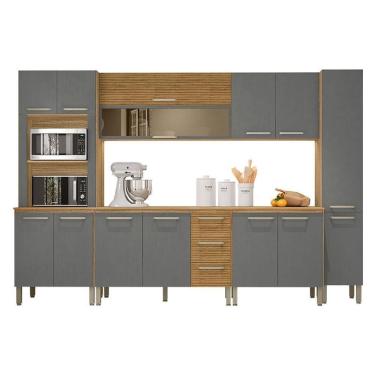 Imagem de Cozinha Modulada Ametista Composição 2 Freijó Gris Ripado - Kits Paraná