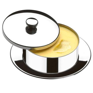 Imagem de Manteigueira Redonda Com Pires Brinox átina Inox - 130g