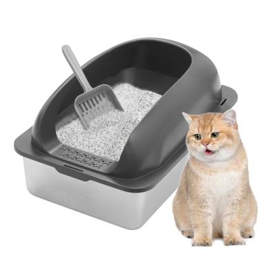 Imagem de Caixa de Areia para Gatos, 60 * 40 * 30CM, Extra Grande, Aço Inoxidável, 2 Formas de Uso, Fechada, Banheiro para Gatos