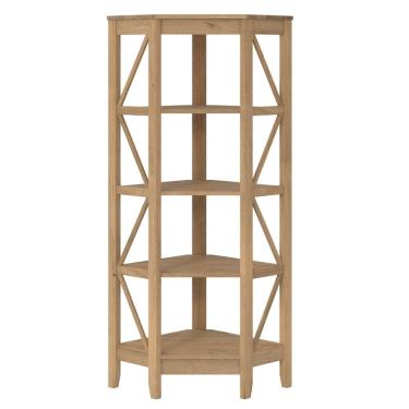 Imagem de Estante de Canto em Madeira Maciça com 4 Nichos Marrom Antique