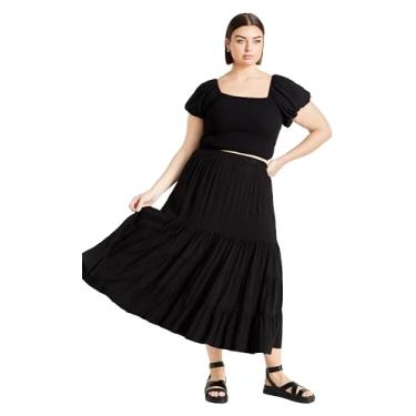 Imagem de City Chic Saia feminina plus size - Maxi em camadas, Preto, 50